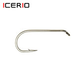 ICERIO 100PCS Nymphs Dry Wet Fly Tying Hook Down Eye 1X Long Shnk Στρογγυλή στροφή Πέστροφα Αγκίστρια ψαρέματος