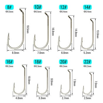 ICERIO 100PCS Nymphs Dry Wet Fly Tiing Hook Down Eye 1X дълга дръжка с кръгло огъване Куки за риболов на пъстърва