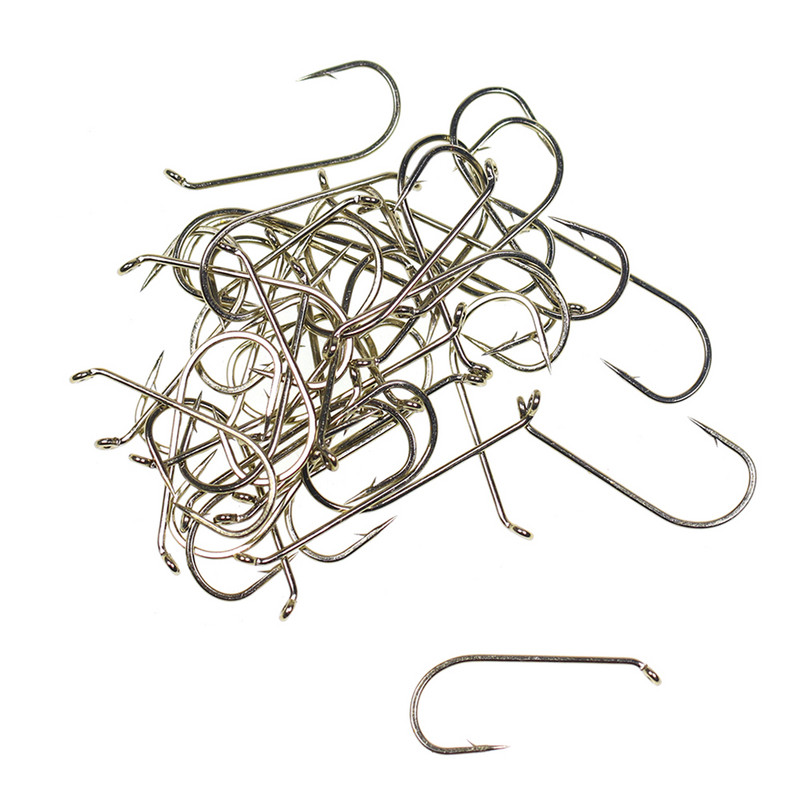 ICERIO 100PCS Nymphs Dry Wet Fly Tying Hook Down Eye 1X Long Shnk Στρογγυλή στροφή Πέστροφα Αγκίστρια ψαρέματος
