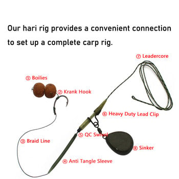 6 τμχ Αξεσουάρ για ψάρεμα κυπρίνου Hair Rig Σετ αγκίστριας ψαρέματος έτοιμη δεμένη αρματωσιά με πετονιά Boilie Hook for Carp Tackle