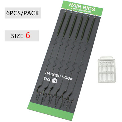 6gab Karpu makšķerēšanas piederumi Matu āķa komplekts Gatavs Sasiets takelāža ar Makšķerēšanas auklu Boilija āķis Karpu piederumiem