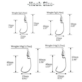 OBSESSION 10 τμχ/Παρτίδα 5g 7g10g 14g Bullet Jig Head Carbon Steel Hook Weedless Offset Worm Fishing Hook Lure Texas Rigs Αξεσουάρ