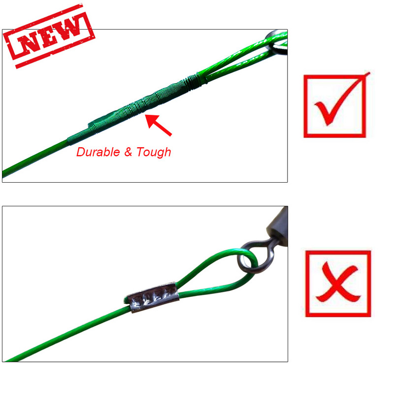 10 buc. 50 cm lese de pescuit Test de fir de pescuit 88 lbs/40 kg linie de sârmă anti-mușcătură cu unelte de pescuit la crap cu fixare pivotantă