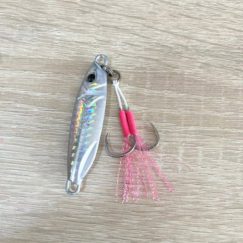 10 perechi de cârlig de asistență pentru jig de metal, cârlige duble roz, cu pene, cârlig de pescuit în mare din oțel cu conținut ridicat de carbon