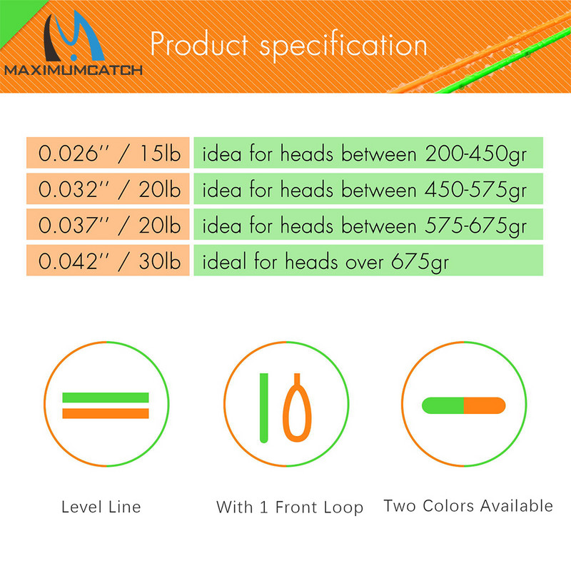 Maximumcatch úszó légy lőzsinór futózsinór elülső hurokkal 0,026" 0,034" 0,037" 0,042"