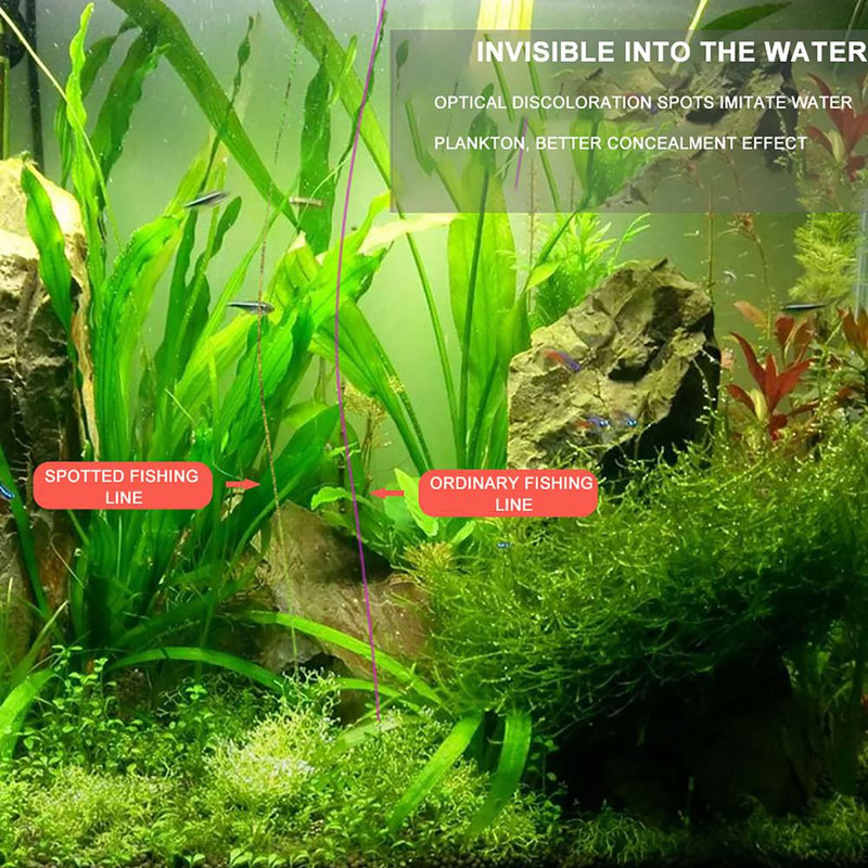 500 m dėmėtas dėmėtas žūklės valas, keičiantis spalvą itin tvirtas vienagijai vielai Lauko žvejybos reikmenys