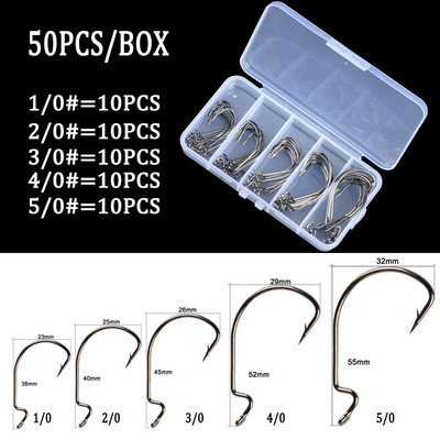 50pcs/100pcs Sea Hooks Fishing Box Offset Hook 2#-3/0# Carp Snap Fishing Big Hooks Tackles Accessories Fishhook