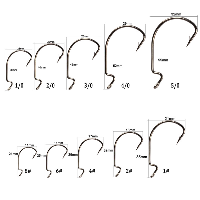 50pcs/100pcs Sea Hooks Fishing Box Offset Hook 2#-3/0# Carp Snap Fishing Big Hooks Tackles Accessories Fishhook