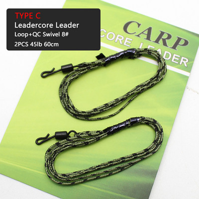 2 τμχ Carp Fishing Leadcore Leader Lines 45 lb Γρήγορη αλλαγή Περιστρεφόμενος σύνδεσμος 8# Έτοιμες δεμένες εξέδρες κυπρίνου για αξεσουάρ για ψάρεμα κυπρίνου