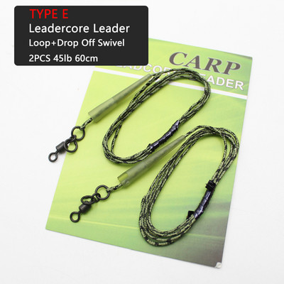 2 τμχ Carp Fishing Leadcore Leader Lines 45 lb Γρήγορη αλλαγή Περιστρεφόμενος σύνδεσμος 8# Έτοιμες δεμένες εξέδρες κυπρίνου για αξεσουάρ για ψάρεμα κυπρίνου