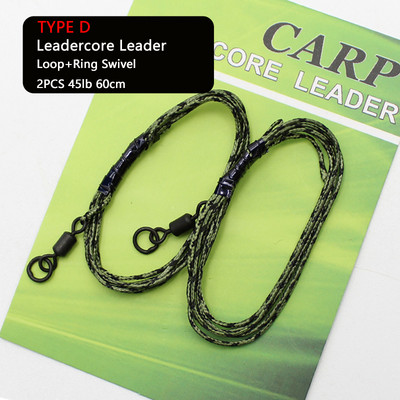 2 τμχ Carp Fishing Leadcore Leader Lines 45 lb Γρήγορη αλλαγή Περιστρεφόμενος σύνδεσμος 8# Έτοιμες δεμένες εξέδρες κυπρίνου για αξεσουάρ για ψάρεμα κυπρίνου
