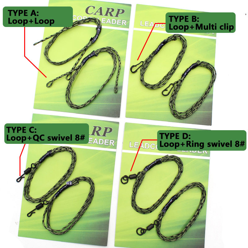 2 τμχ Carp Fishing Leadcore Leader Lines 45 lb Γρήγορη αλλαγή Περιστρεφόμενος σύνδεσμος 8# Έτοιμες δεμένες εξέδρες κυπρίνου για αξεσουάρ για ψάρεμα κυπρίνου