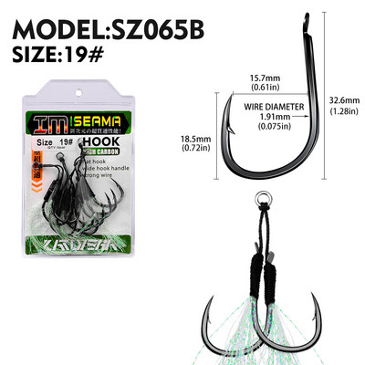 KATYUSHA 5 Ζεύγος/παρτίδα Jigging Fishing Assist Hooks 11-13-15-16-17-18-19-20# Φωτεινές υπεριώδεις ακτίνες, διπλά αγκαθωτά αγκίστρια ψαριών με λαμπερό φτερό