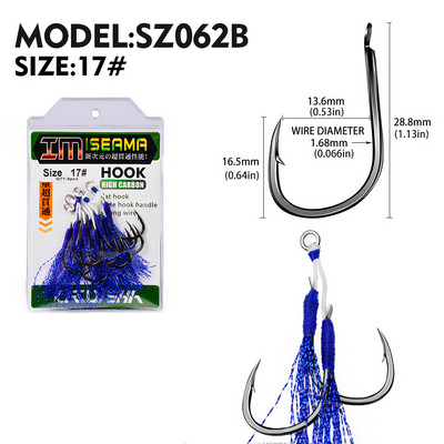 KATYUSHA 5 Ζεύγος/παρτίδα Jigging Fishing Assist Hooks 11-13-15-16-17-18-19-20# Φωτεινές υπεριώδεις ακτίνες, διπλά αγκαθωτά αγκίστρια ψαριών με λαμπερό φτερό