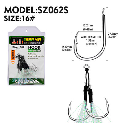 KATYUSHA 5 Ζεύγος/παρτίδα Jigging Fishing Assist Hooks 11-13-15-16-17-18-19-20# Φωτεινές υπεριώδεις ακτίνες, διπλά αγκαθωτά αγκίστρια ψαριών με λαμπερό φτερό