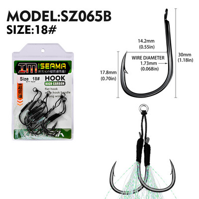 KATYUSHA 5 Ζεύγος/παρτίδα Jigging Fishing Assist Hooks 11-13-15-16-17-18-19-20# Φωτεινές υπεριώδεις ακτίνες, διπλά αγκαθωτά αγκίστρια ψαριών με λαμπερό φτερό