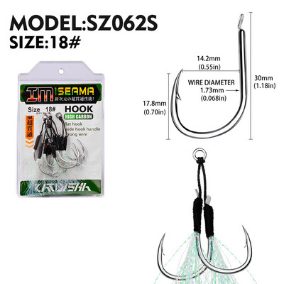 KATYUSHA 5 Ζεύγος/παρτίδα Jigging Fishing Assist Hooks 11-13-15-16-17-18-19-20# Φωτεινές υπεριώδεις ακτίνες, διπλά αγκαθωτά αγκίστρια ψαριών με λαμπερό φτερό