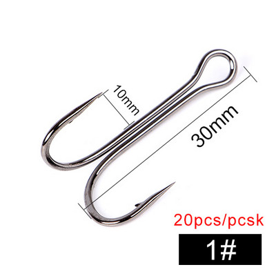 FISH KING 20tk DIY Frog Lure Double õngekonks 1/2/4/6/8# Kõrge süsinikusisaldusega terasest kärbse sidumisussi silikoonist peibutuskonksud