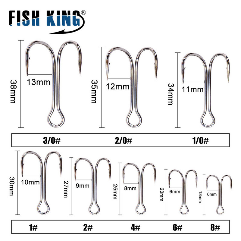 FISH KING 20tk DIY Frog Lure Double õngekonks 1/2/4/6/8# Kõrge süsinikusisaldusega terasest kärbse sidumisussi silikoonist peibutuskonksud