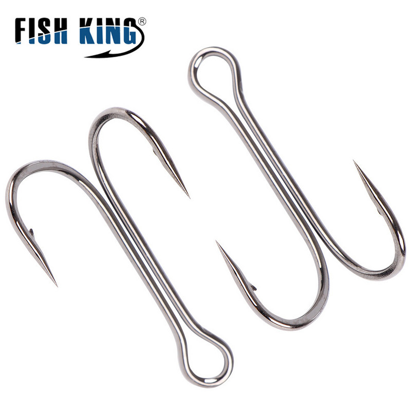 FISH KING 20tk DIY Frog Lure Double õngekonks 1/2/4/6/8# Kõrge süsinikusisaldusega terasest kärbse sidumisussi silikoonist peibutuskonksud