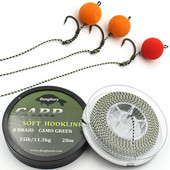 20m Carp Fishing Line Soft Carp Wire Hook Link Green 8 Strand Uncoated Line braid for Hair Rig Fishing Terminal Tackle