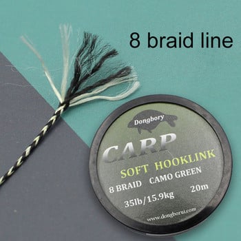 20m Carp Fishing Line Soft Carp Wire Hook Link Green 8 Strand Uncoated Line braid for Hair Rig Fishing Terminal Tackle