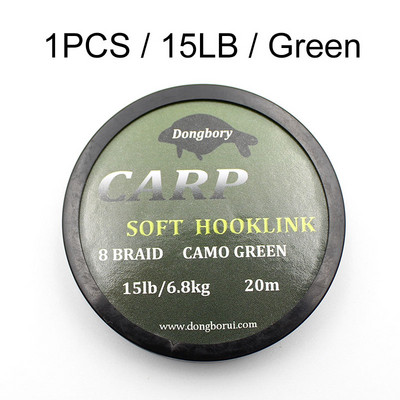 20m Carp Fishing Line Soft Carp Wire Hook Link Green 8 Strand Uncoated Line braid for Hair Rig Fishing Terminal Tackle