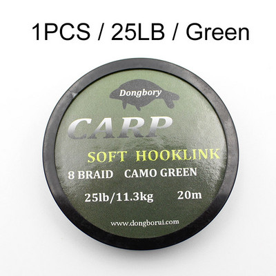 20m Carp Fishing Line Soft Carp Wire Hook Link Green 8 Strand Uncoated Line braid for Hair Rig Fishing Terminal Tackle