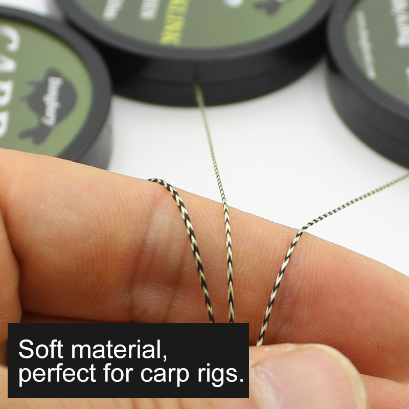 20 m karpių žūklės valas Minkštas karpių vielinis kablio jungtis, žalias 8 vijų nepadengtas pynimo valas, skirtas plaukų įtaiso žvejybos terminalo reikmenims