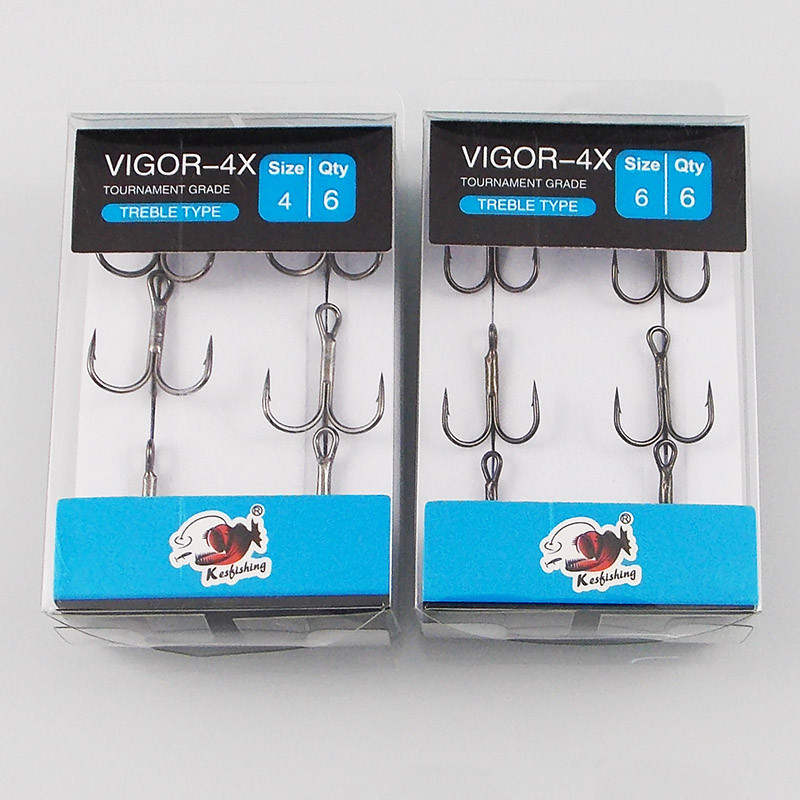 ESFISHING 12 τμχ Fishing Hook Carbon Steel Barbed Fishhooks Super Sharp Triple Hooks Αξεσουάρ θαλάσσιων αντικειμένων με κουτί
