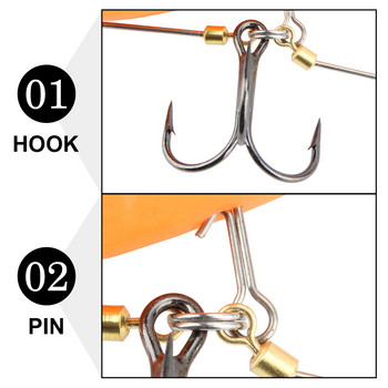 Spinpole Stinger Fishing Rig Hook for Big Shad Central Pin Screw Connector Set Pike Bass Perch Bait Αγκαθωτό αιχμηρό τρίκλινο άγκιστρο ψαριού