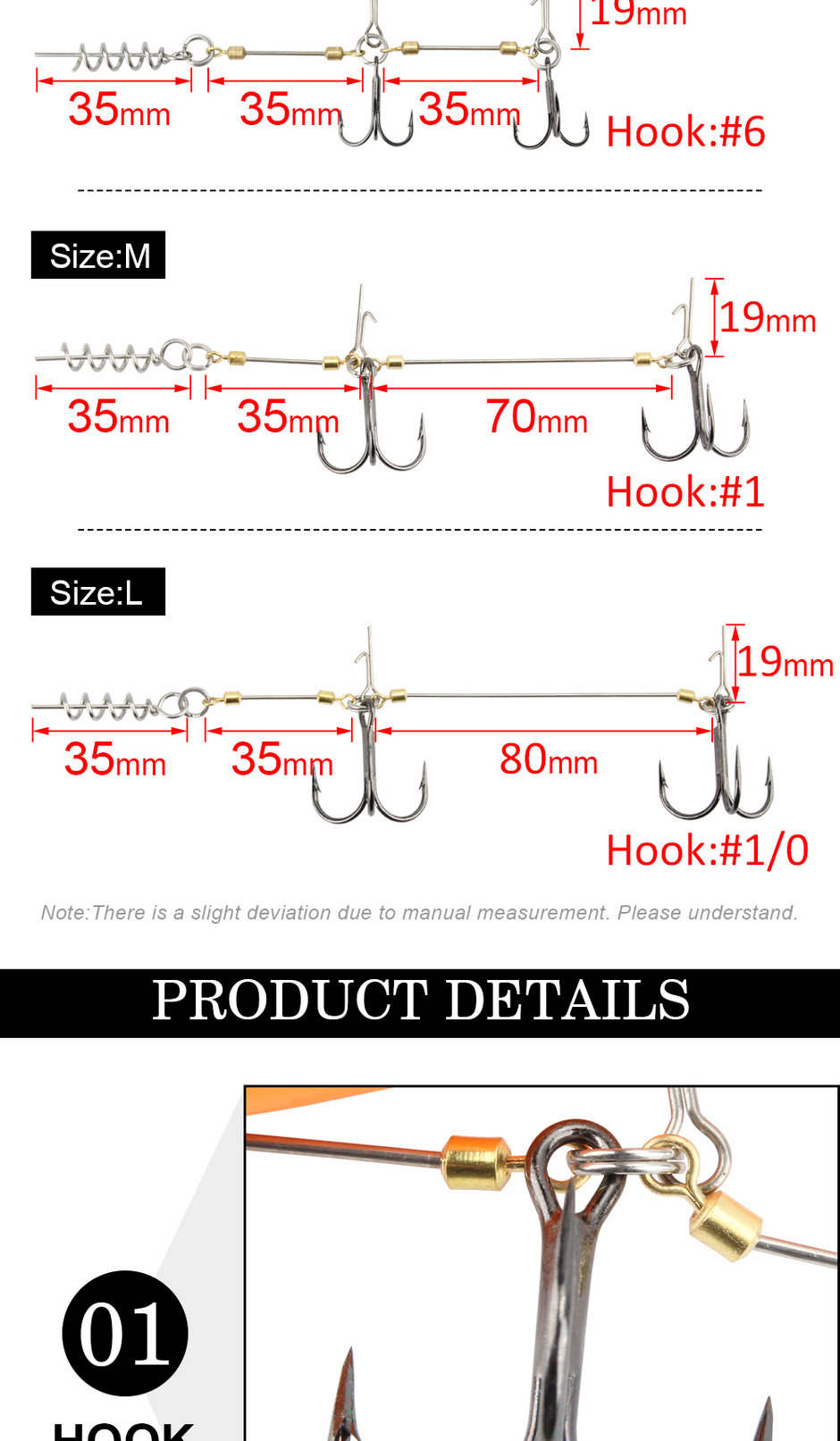 Spinpole Stinger Fishing Rig Hook for Big Shad Center Pin Screw Connector  Set Pike Bass Perch Bait Barbed Sharp Treble Fish Hook 