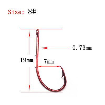 Minfishing 100 τμχ Αγκίστρι ψαρέματος High Carbon Steel Double Barb Red Covering Fishhook Baitholder Hook Carp Fishing