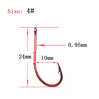 Minfishing 100 τμχ Αγκίστρι ψαρέματος High Carbon Steel Double Barb Red Covering Fishhook Baitholder Hook Carp Fishing