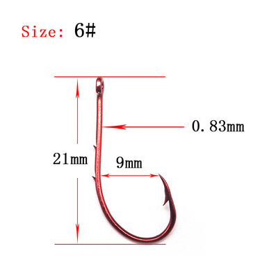 Minfishing 100 τμχ Αγκίστρι ψαρέματος High Carbon Steel Double Barb Red Covering Fishhook Baitholder Hook Carp Fishing