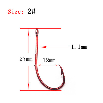 Minfishing 100 τμχ Αγκίστρι ψαρέματος High Carbon Steel Double Barb Red Covering Fishhook Baitholder Hook Carp Fishing