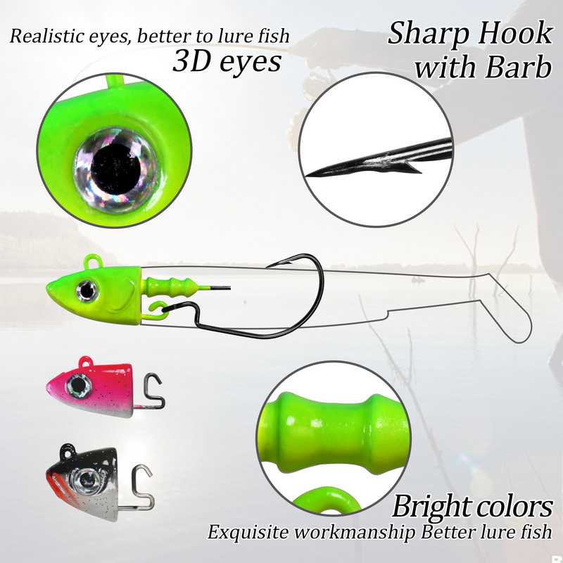 QualyQualy Jig Head Fishing Hook 10g 12g 25g Fish Head Fishhook For Soft Worm Κιτ ψαρέματος DIY