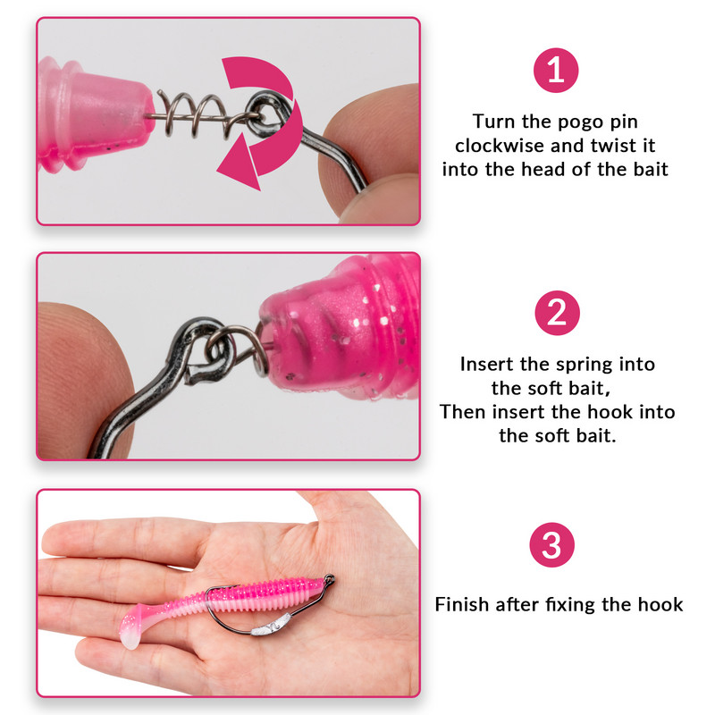 10 buc/lot cârlige cârlige de înot ponderate fără buruieni cârlige de pescuit cu cap de gabarit cu cârlig de vierme din plastic moale Twistlock pentru apă dulce de apă sărată