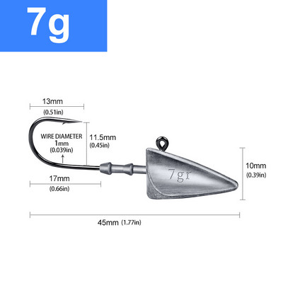 Triangle Head Hooks 7g 10g 15g 21g 28g 35g αγκίστρι ψαρέματος τύπου πλοίου μαλακό σκουλήκι bog Lure Hook Jig Head Ψάρεμα Άγκιστρα