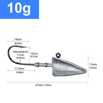Triangle Head Hooks 7g 10g 15g 21g 28g 35g αγκίστρι ψαρέματος τύπου πλοίου μαλακό σκουλήκι bog Lure Hook Jig Head Ψάρεμα Άγκιστρα