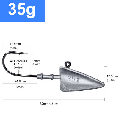 Triangle Head Hooks 7g 10g 15g 21g 28g 35g αγκίστρι ψαρέματος τύπου πλοίου μαλακό σκουλήκι bog Lure Hook Jig Head Ψάρεμα Άγκιστρα