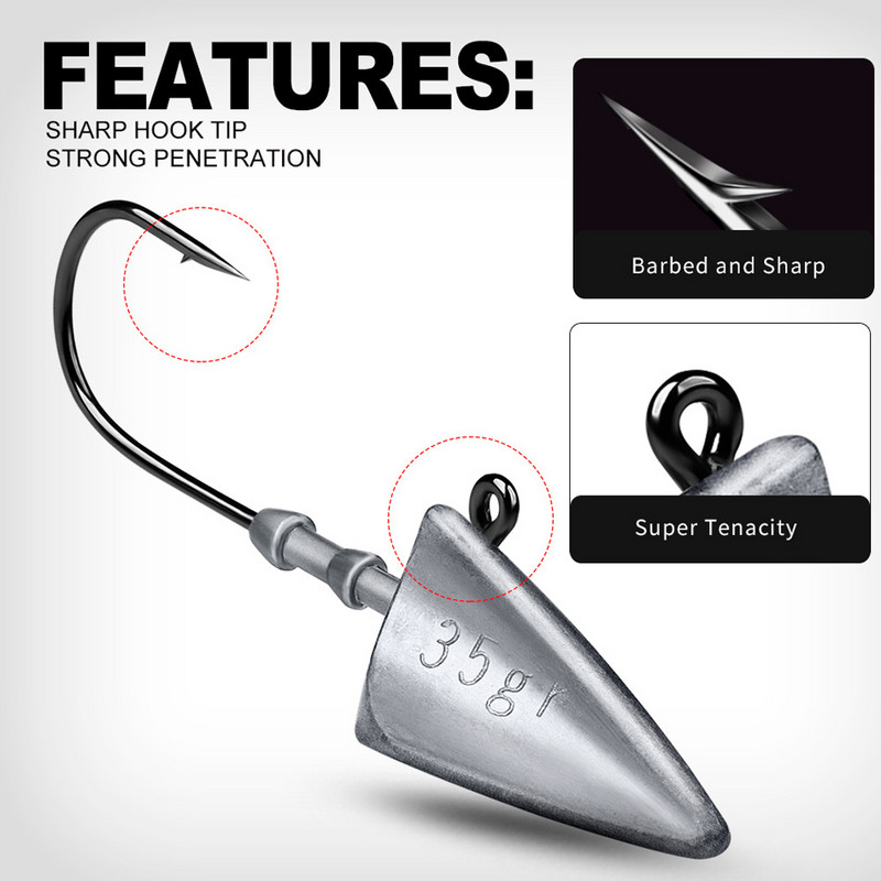 Triangle Head Hooks 7g 10g 15g 21g 28g 35g αγκίστρι ψαρέματος τύπου πλοίου μαλακό σκουλήκι bog Lure Hook Jig Head Ψάρεμα Άγκιστρα