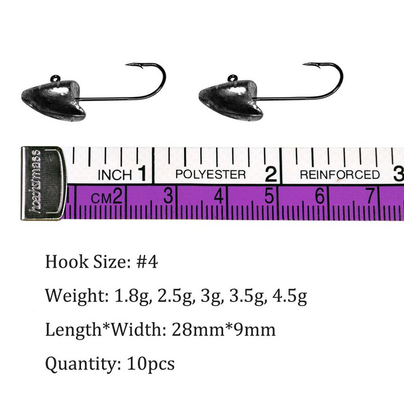 QualyQualy szögesdrót horgász horgok Jig fejű horgász horgász horgászathoz 1,8 g 2,5 g 3 g 3,5 g 4,5 g