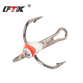 FTK 5db/csomag magas szénacél téli jéghorgász háromdimenziós horgok 3D SZEM-mel 6/8/10/12# horgászfelszerelés