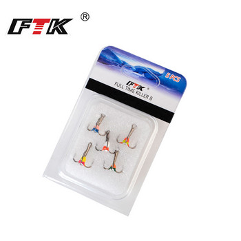 FTK 5 бр./опаковка Високовъглеродна стомана Високи куки за зимен риболов на лед с 3D ОКО 6/8/10/12# Бодливи куки Риболовни принадлежности