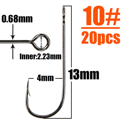 PEAK 20tk/partii Big Eyes Ring Fishing Pehmed ussikonksud kõrge süsinikusisaldusega terasest laiad superlukuga õngekonksud õngekonksud kalapüügitarbed