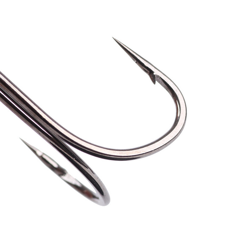 Cârlige de pescuit Cârlig dublu 3/0#-2/0#10buc 1/0#15buc 4#-6#20buc Cârlige din oțel cu conținut ridicat de carbon Articol de pescuit