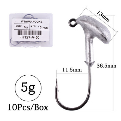 10 tk/karp 2,5 g 3,5 g 5 g 7 g 10 g 14 g 18 g trumlipea konks Jig Bait püügikonks pehme peibutuskonksu jaoks.