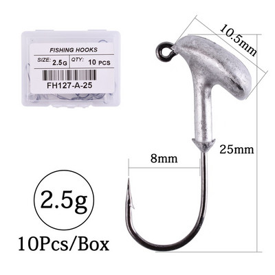 10 tk/karp 2,5 g 3,5 g 5 g 7 g 10 g 14 g 18 g trumlipea konks Jig Bait püügikonks pehme peibutuskonksu jaoks.