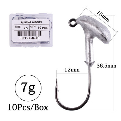 10 tk/karp 2,5 g 3,5 g 5 g 7 g 10 g 14 g 18 g trumlipea konks Jig Bait püügikonks pehme peibutuskonksu jaoks.